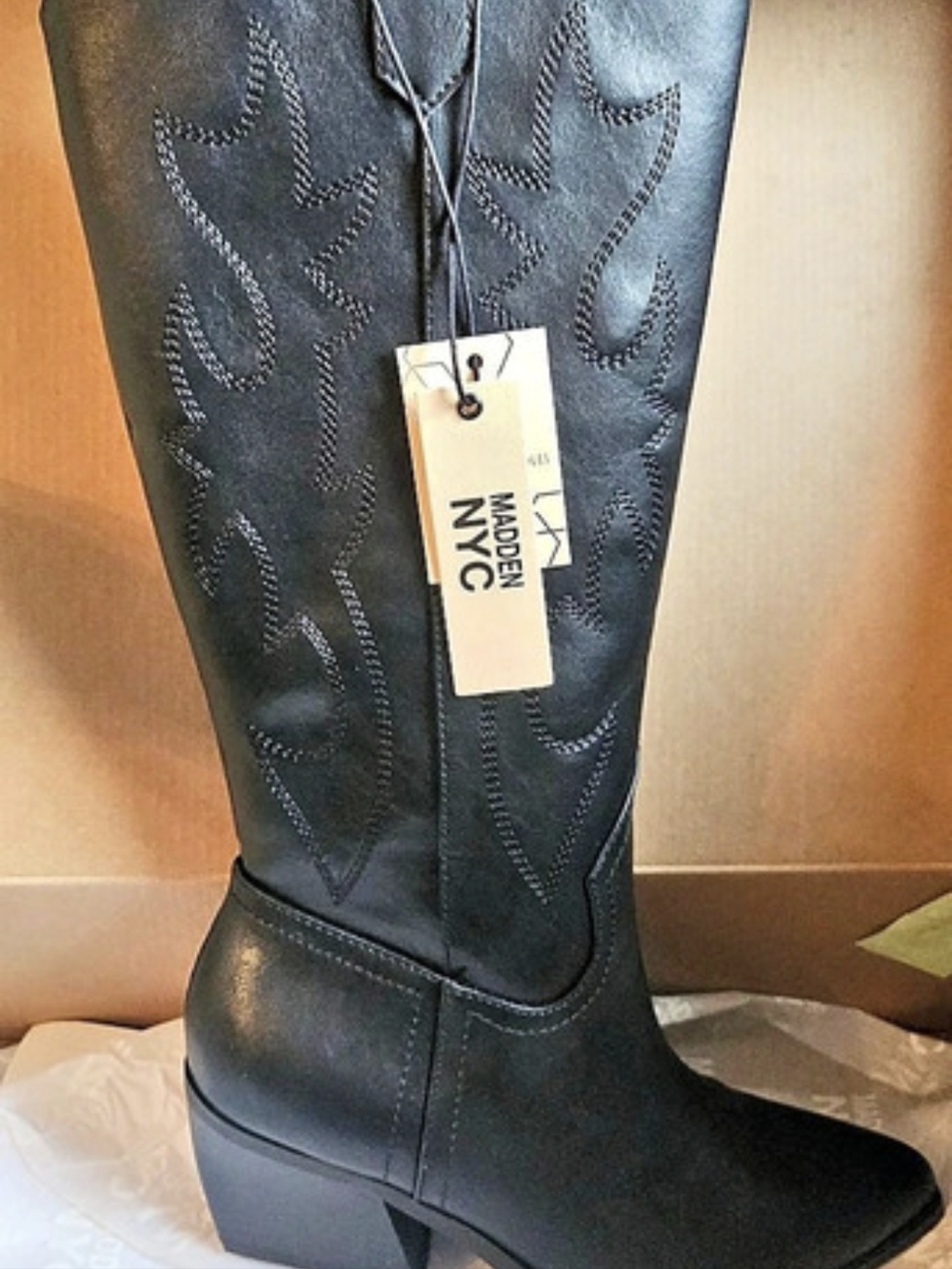 Madden NYC M WNYC Tall Western Boots Black US 8